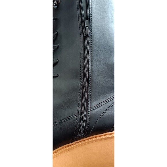 Mango Charles Boots MNG Size 9.5 US EUR 41 Lace-up Leather Black Tall Chunky - Picture 9 of 10